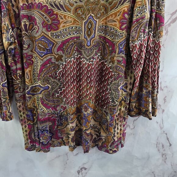 Parsley & Sage Shirt Womens XXL Pink Artsy Art To Wear Reversible Boho Patchwork - Picture 7 of 10